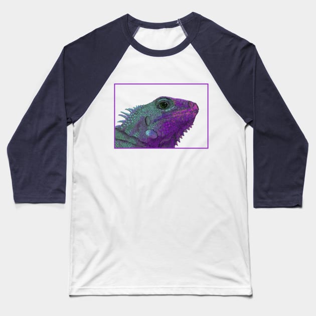 Purple Iguana Baseball T-Shirt by Lara Plume